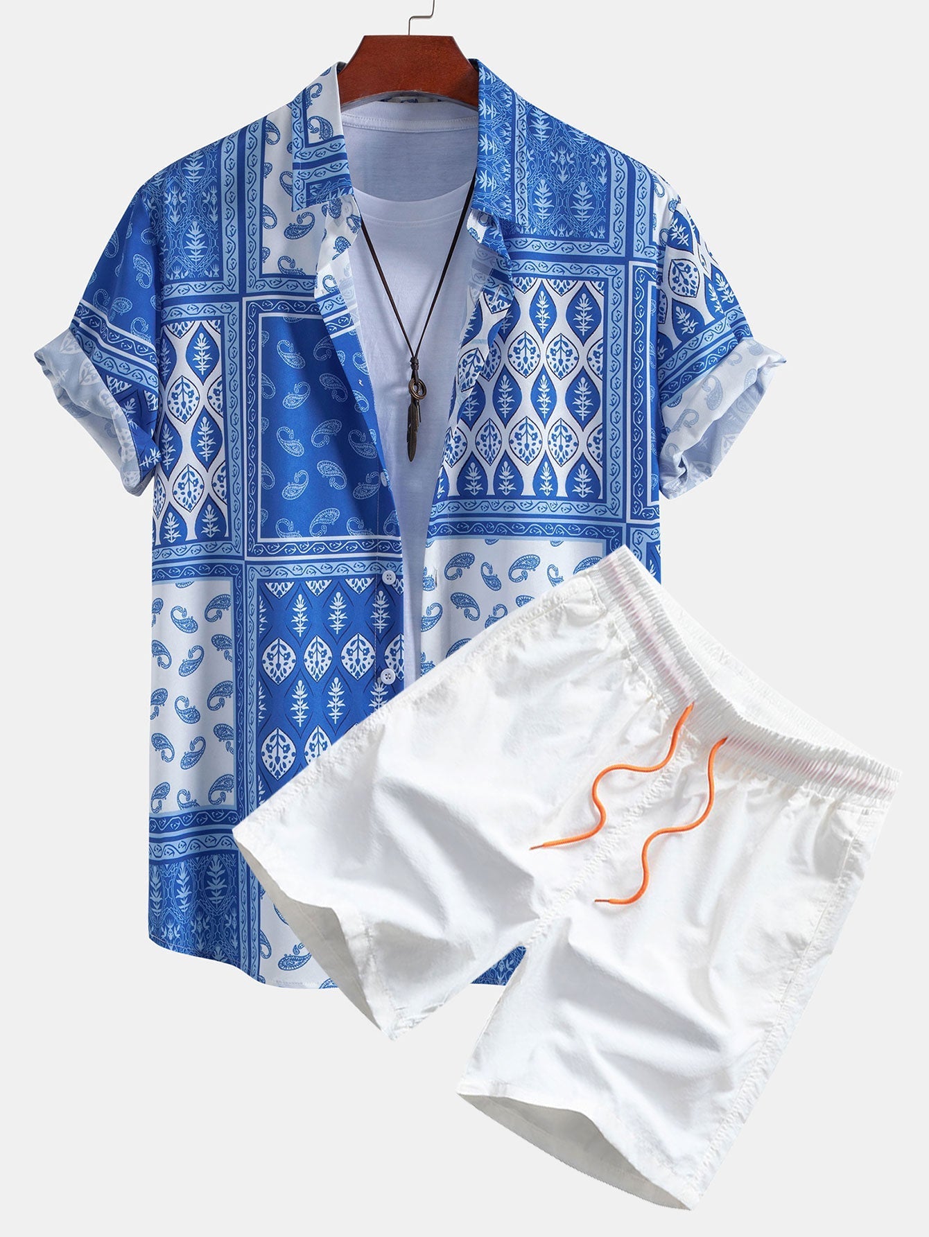 Paisley Bottle Button Up Shirt & Swim Shorts