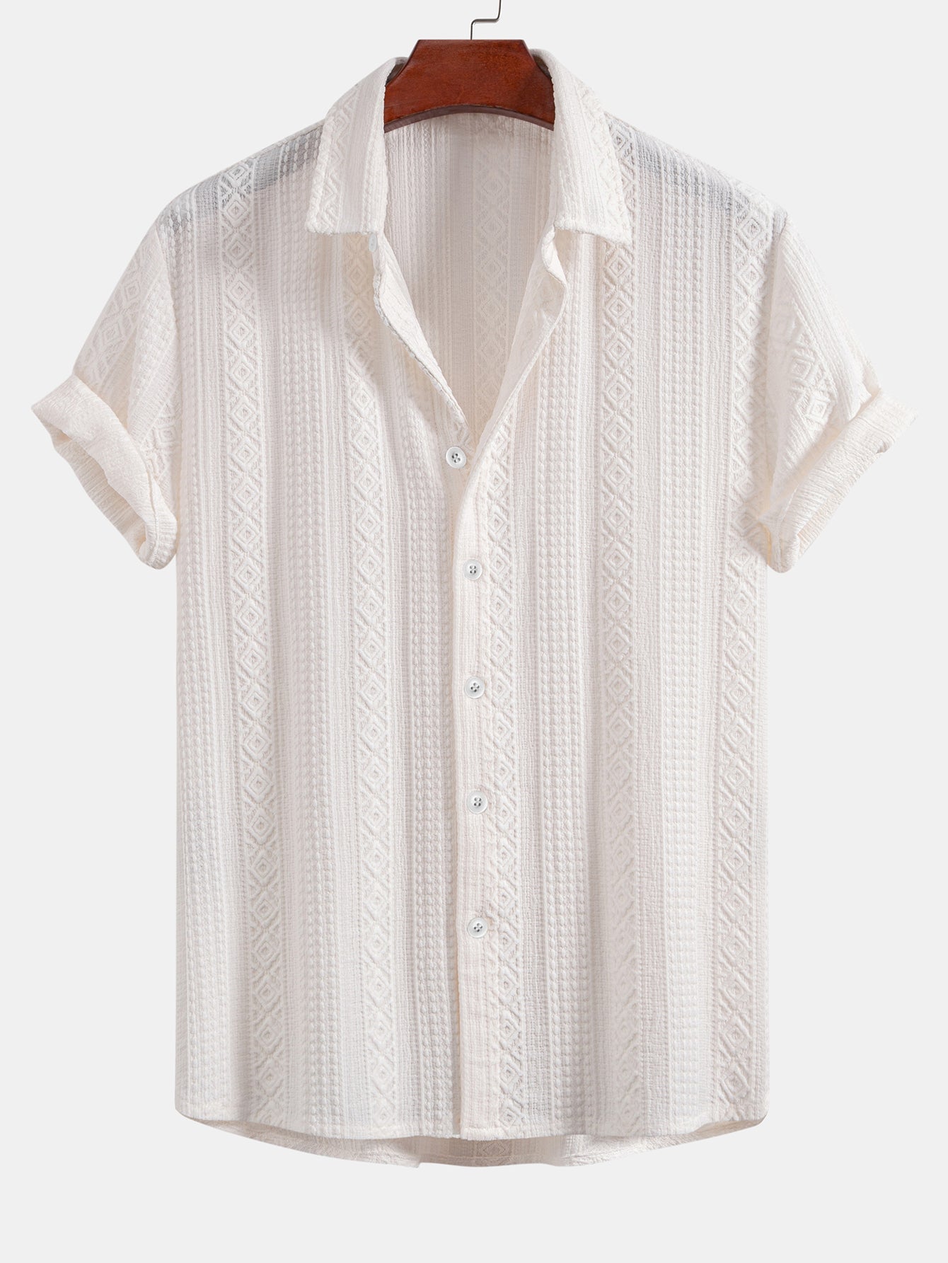 Geometry Jacquard Button Up Shirt & Drawstring 8" Shorts Set