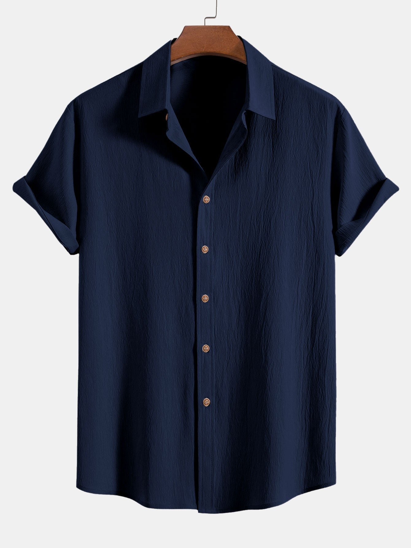 Crinkled Textured Button Up Shirt & Straight Leg Pants