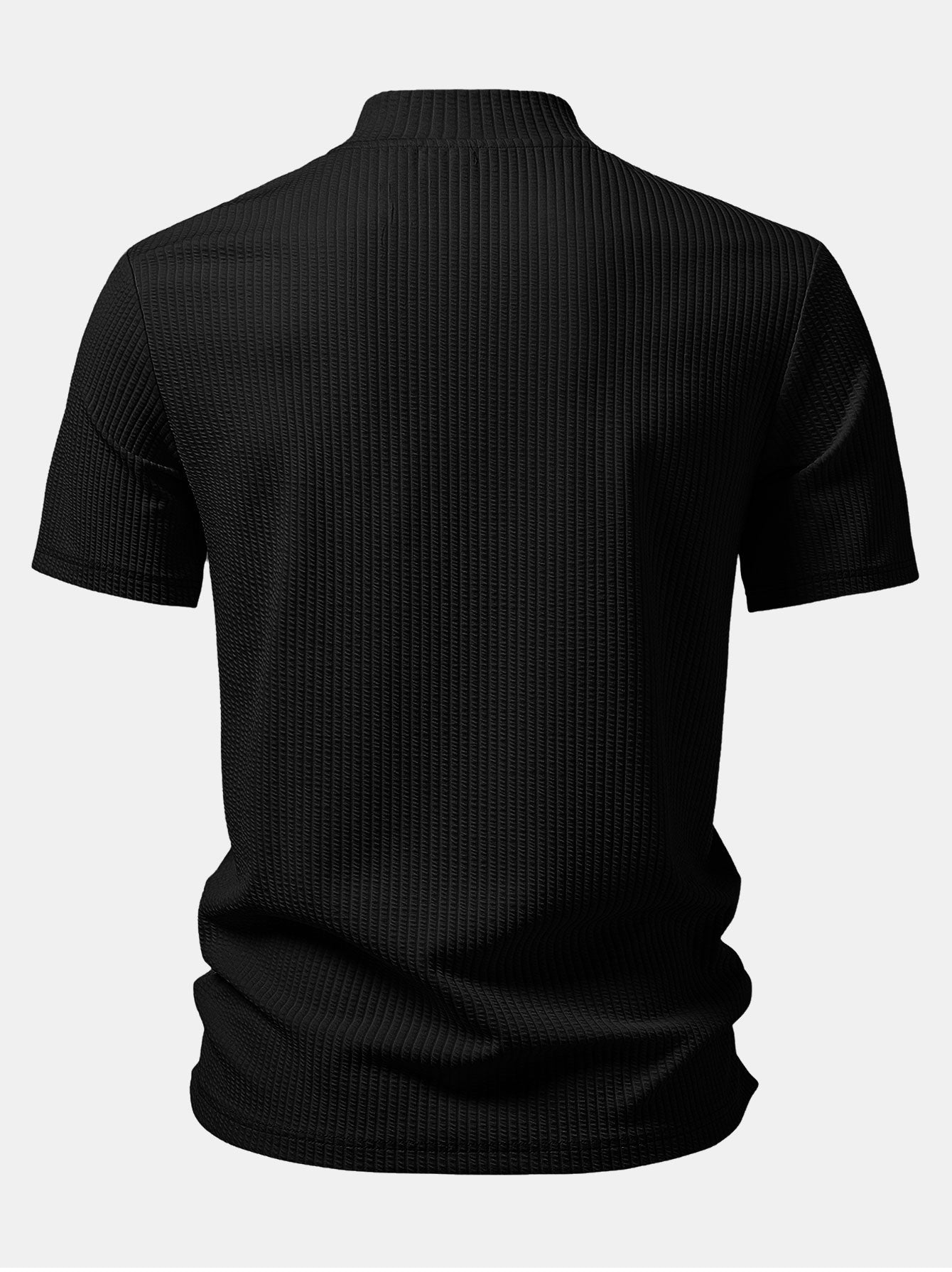 Ribbed  Mock Neck T-Shirt & Drawstring Ribbed Shorts