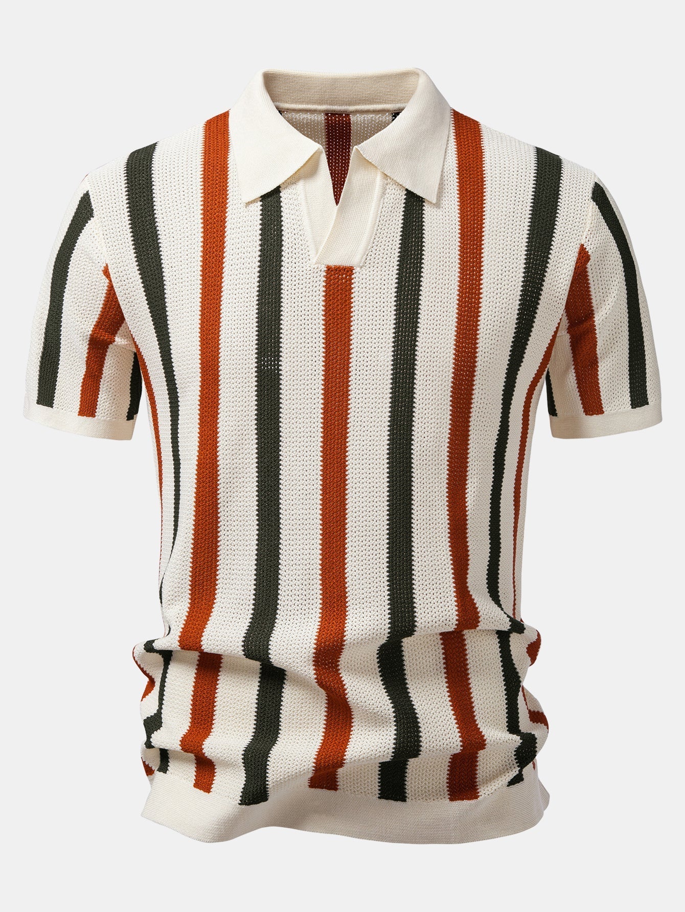 Stripe V Neck Knit Polo & Knit Short