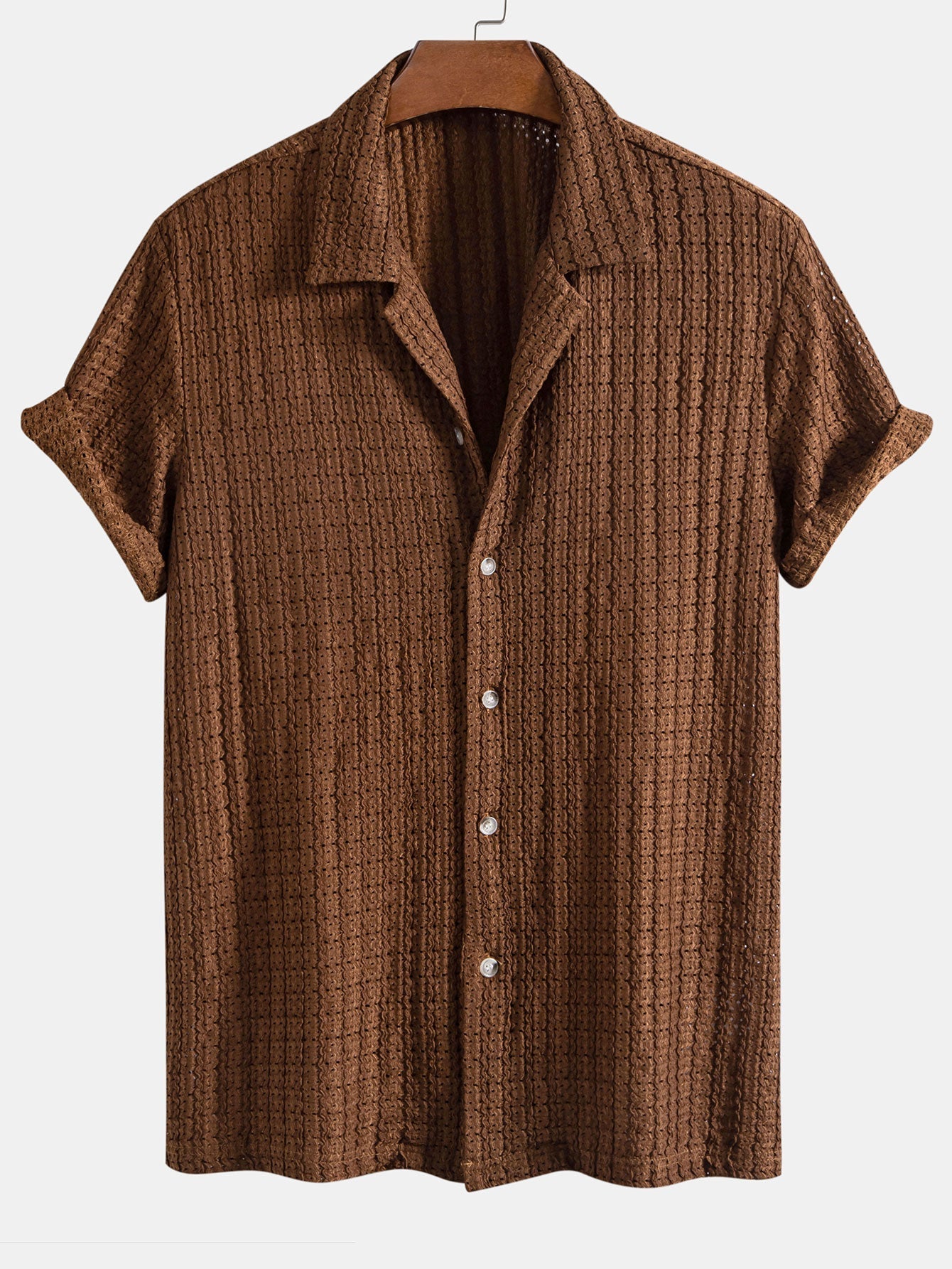 Texture Jacquard Cuban Shirt & Crinkle Textured Straight Leg Pants