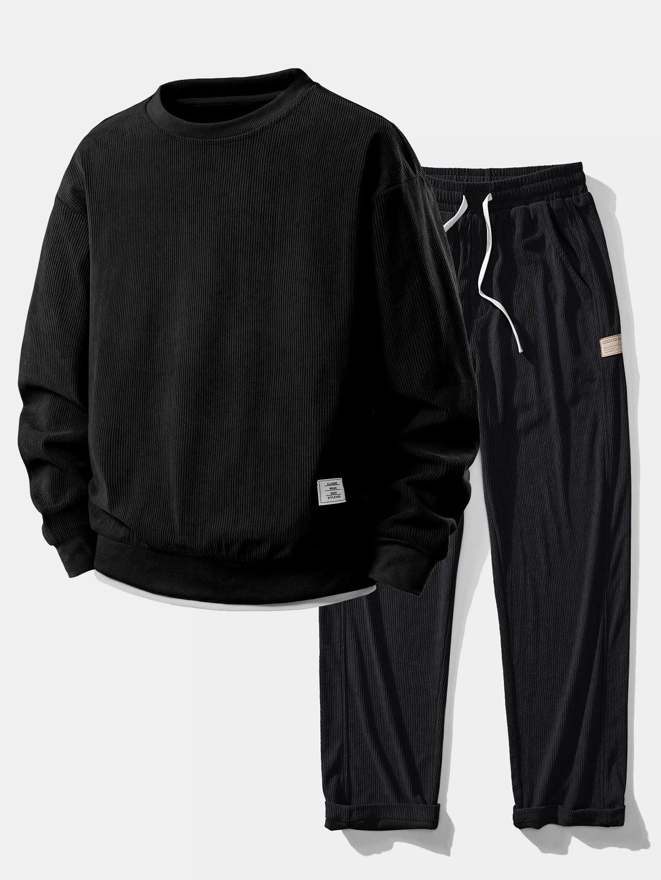 2 In 1 Crew Neck Stretch Corduroy Sweatshirt & Straight Leg Corduroy Pants