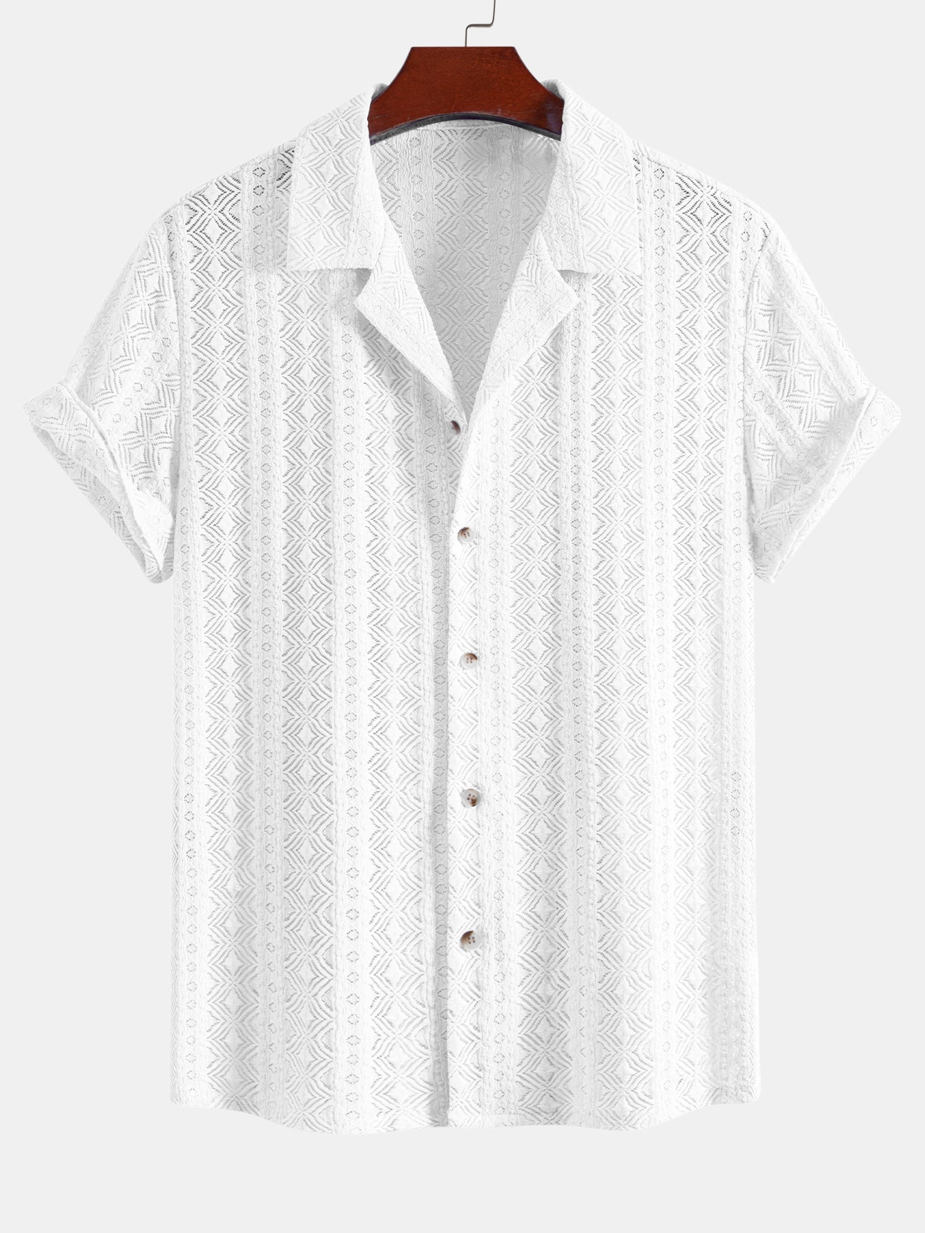 Geometric Jacquard Cuban Shirt & Straight Leg Linen Pants