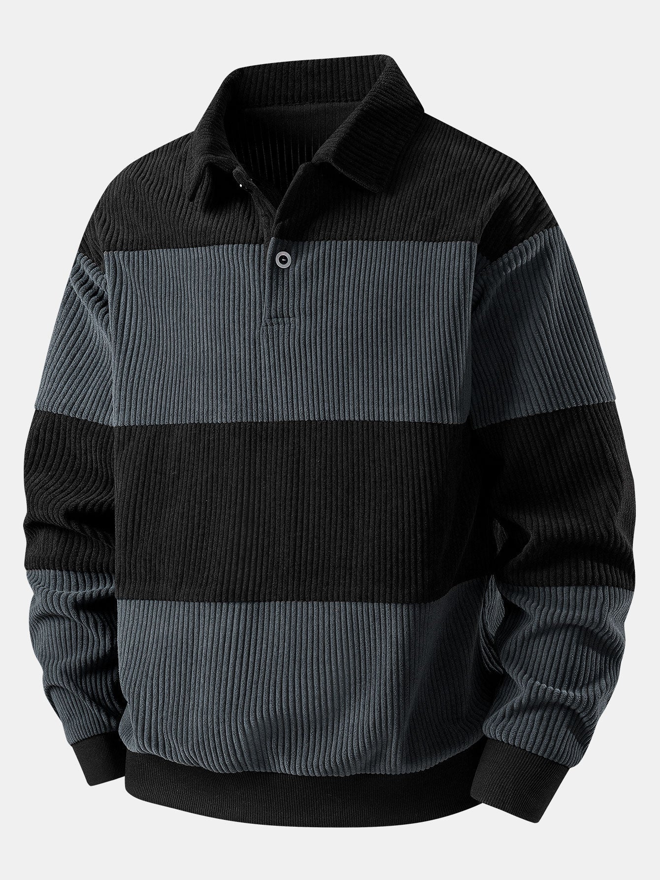 Contrast Corduroy Polo Sweatshirt & Corduroy Jogger Pants