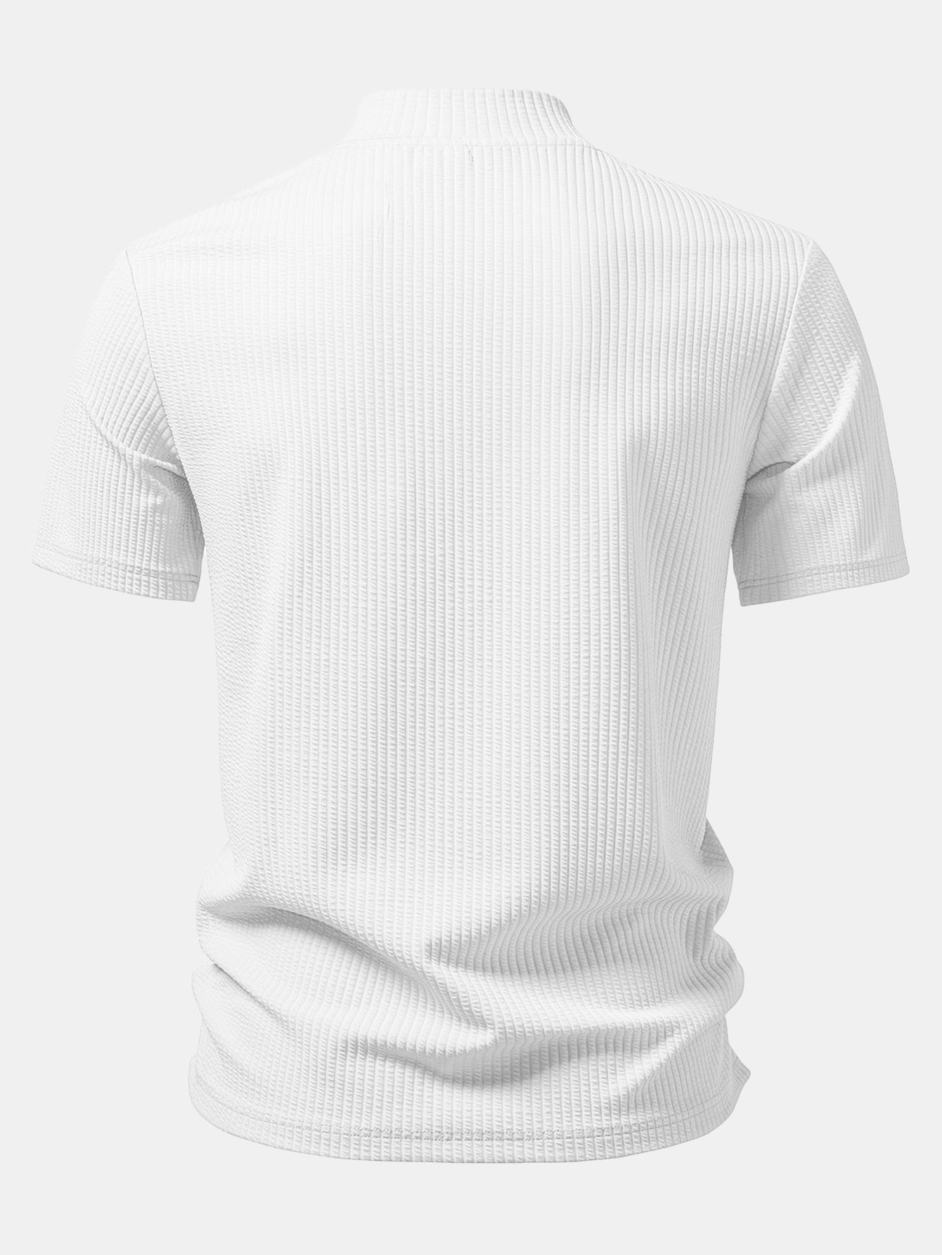 Ribbed  Mock Neck T-Shirt & Drawstring Ribbed Shorts