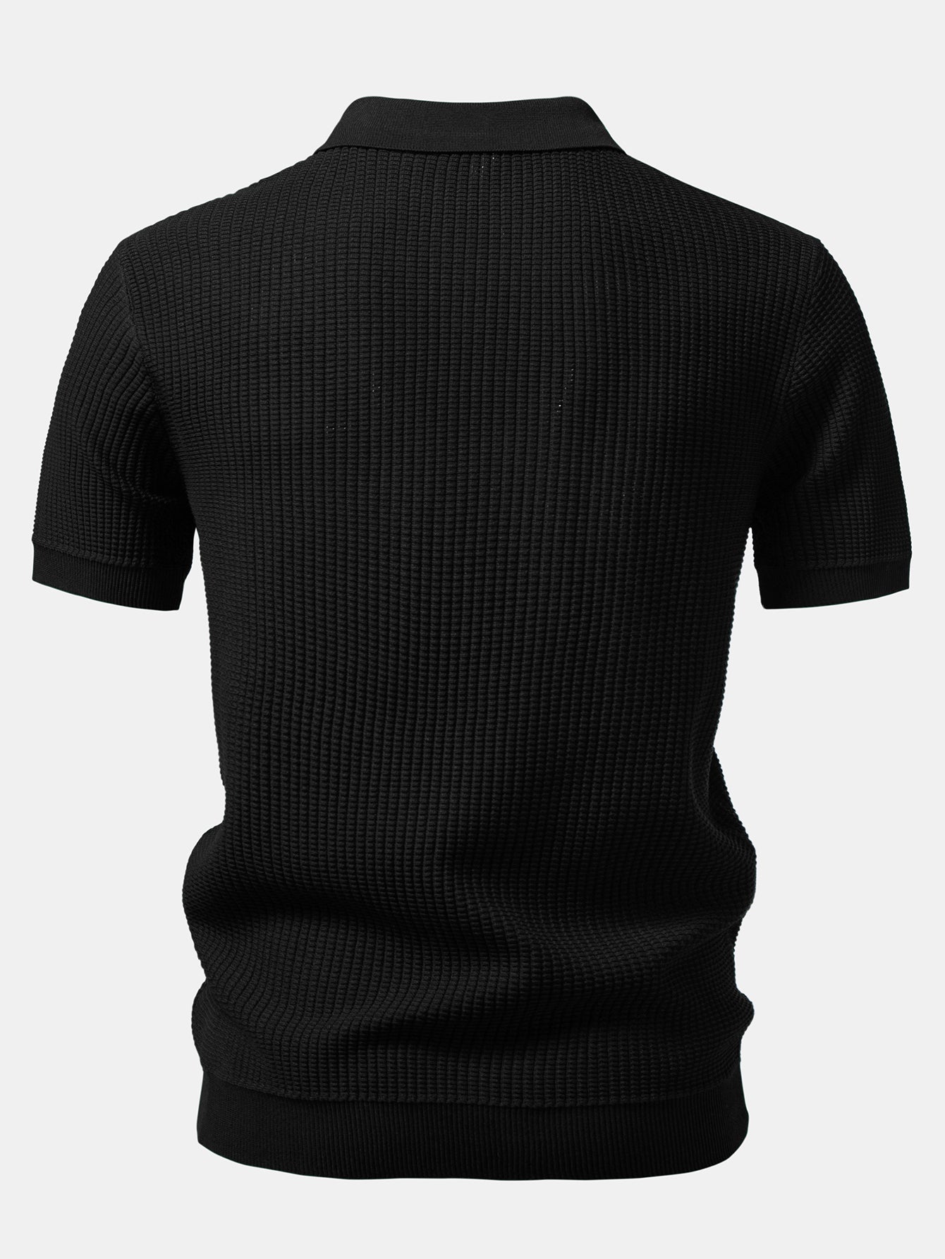 Stripe Johnny Collar Knit Polo & Straight Leg Ribbed Pants