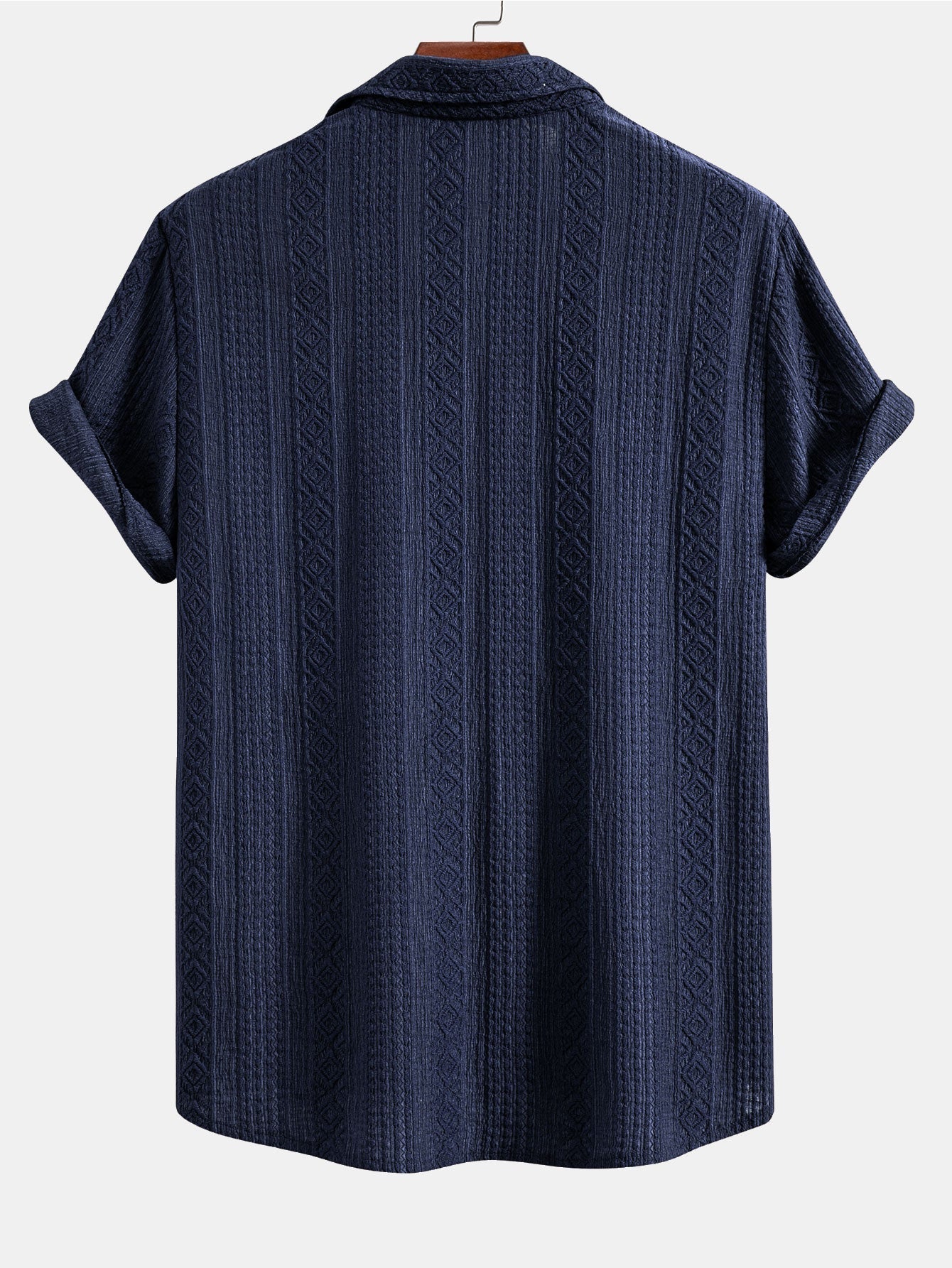Geometric Jacquard Button Up Shirt & Straight Leg Linen Pants