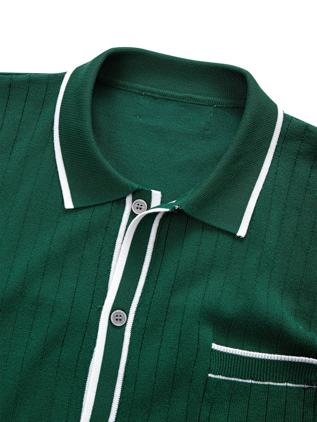 Contrast Trim Ribbed Knit Shirt & Slim Fit Tapered Trousers