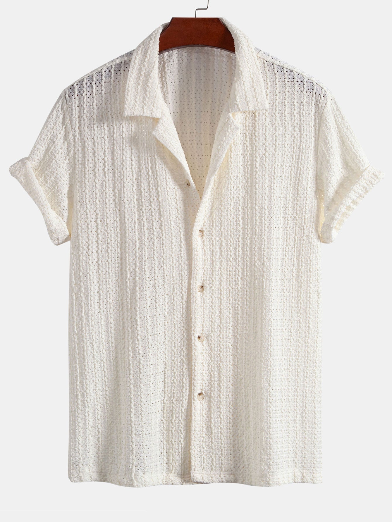 Texture Jacquard Cuban Shirt & Crinkle Textured Straight Leg Pants