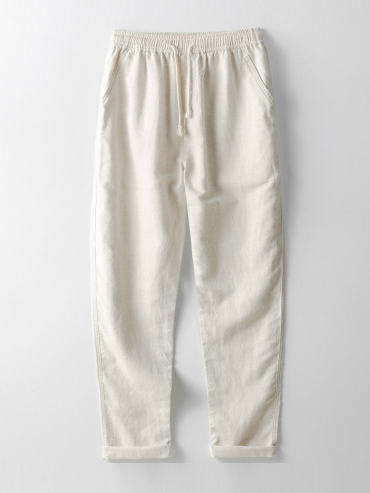Stripe Waffle Button Up Shirt & Straight Leg Linen Pants