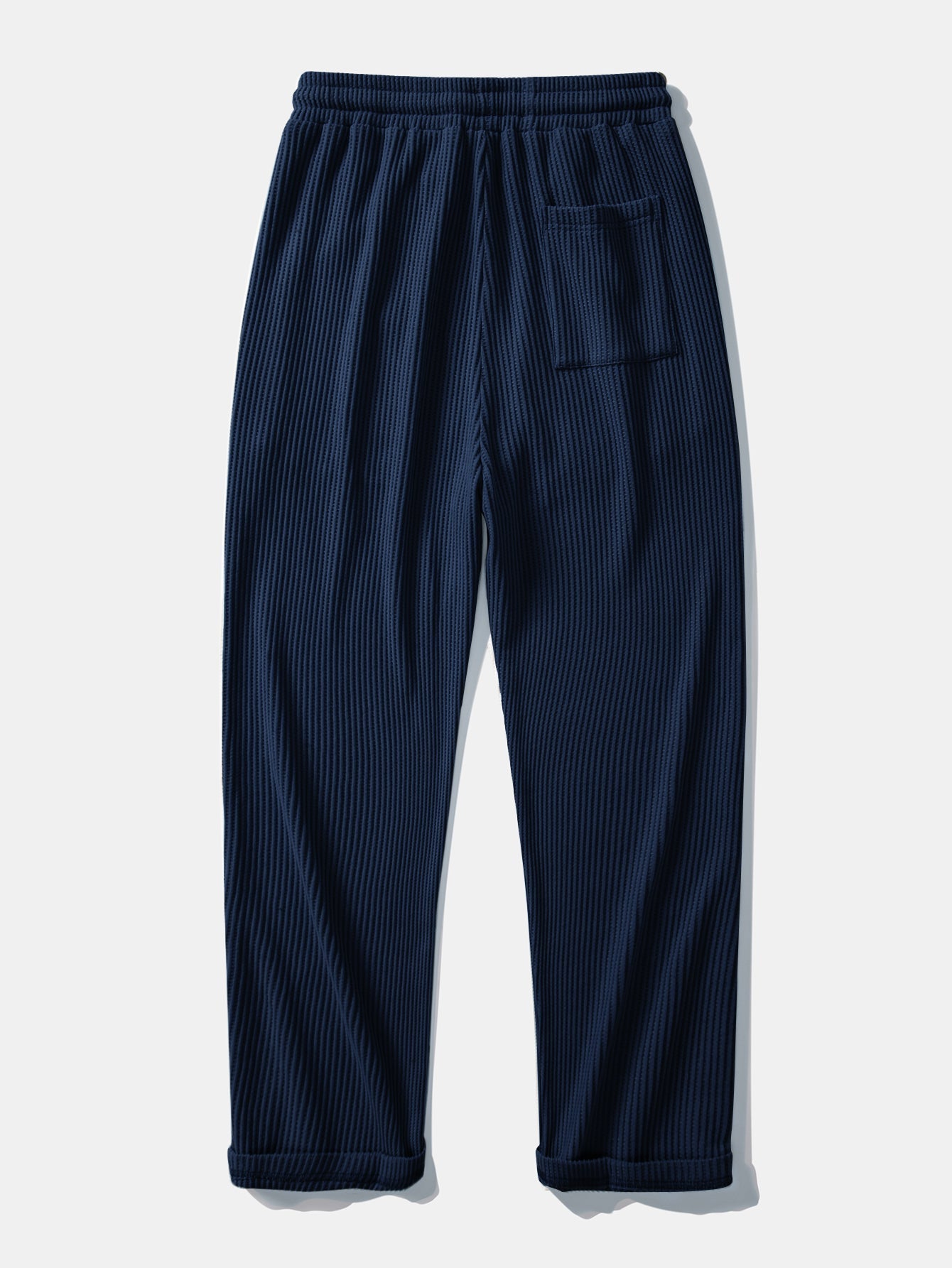 Contrast Knit Waffle Johnny Collar Polo & Drawstring Knitted Waffle Pants
