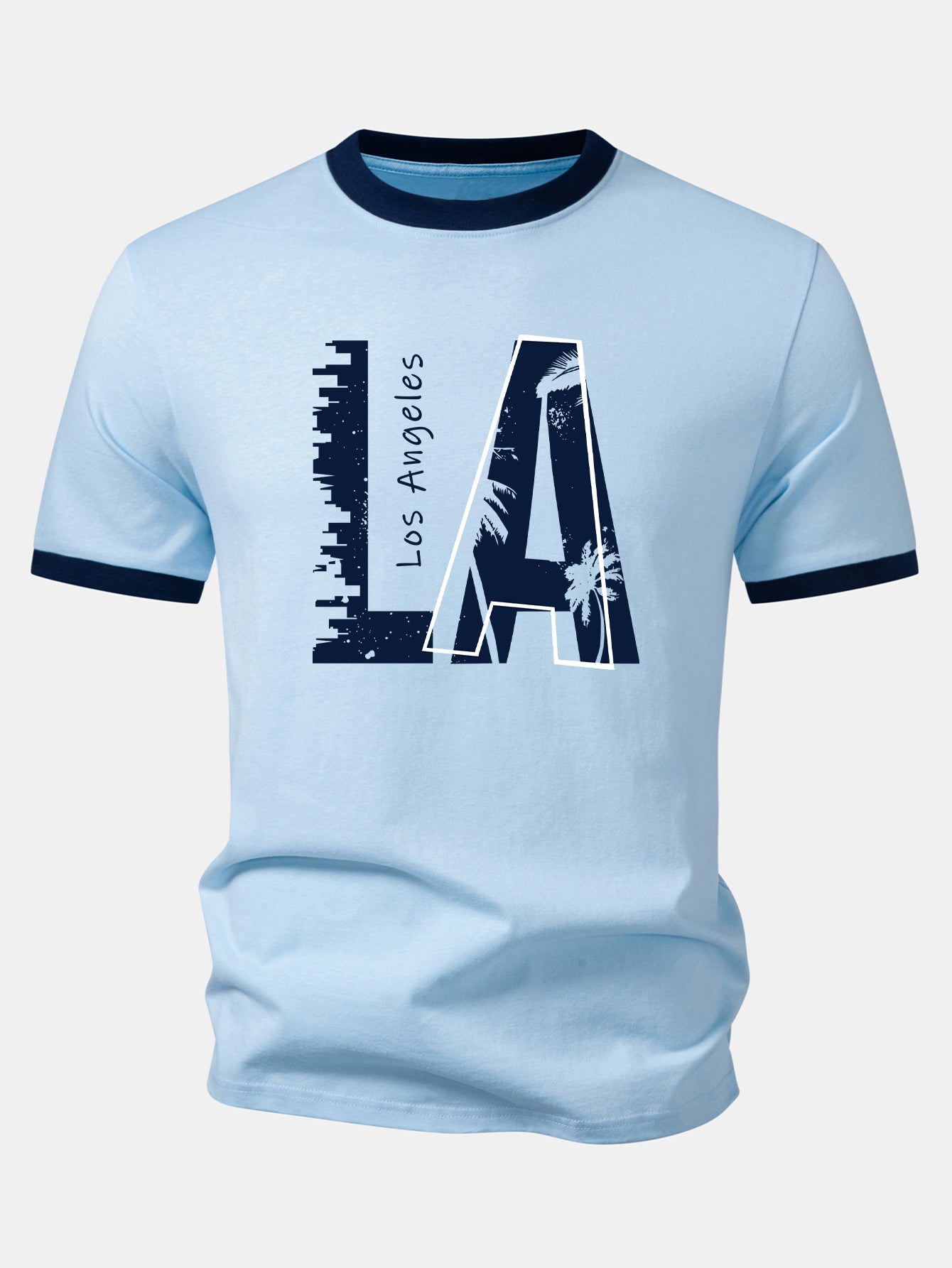 Los Angeles Print Contrast Ringer T-Shirt & Swim Shorts