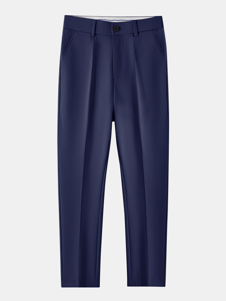 Stripe Waffle Johnny Collar Polo & Slim Fit Tapered Trousers