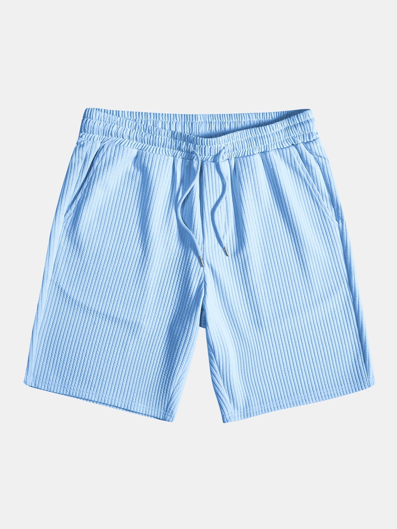 Ribbed  Mock Neck T-Shirt & Drawstring Ribbed Shorts