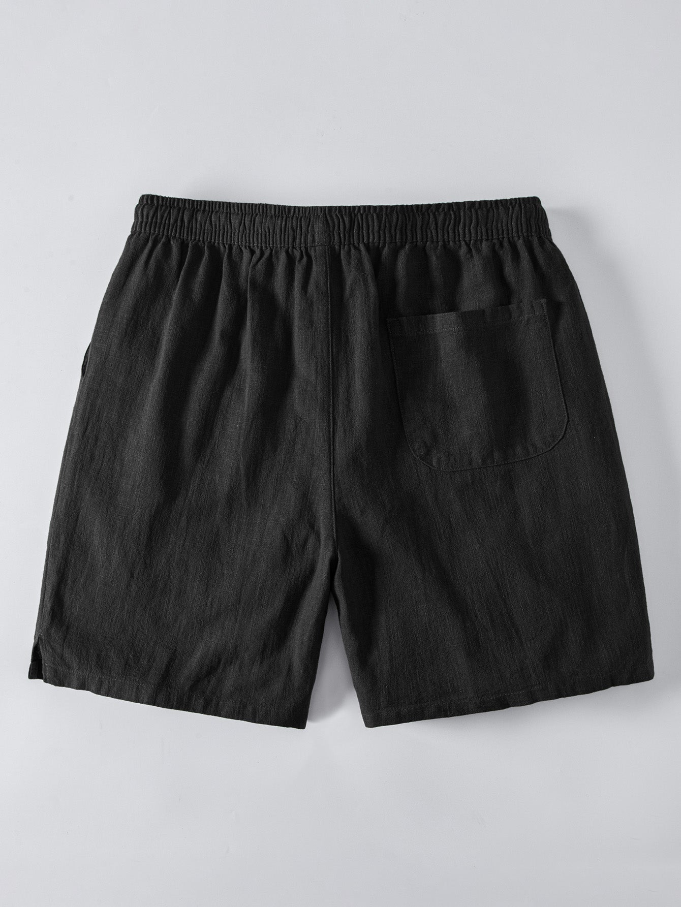 Linen Rayon Blend Button Up Shirt & Linen Blend Drawstring 7" Shorts
