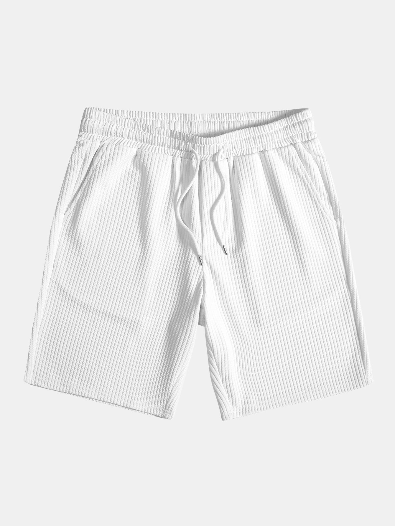 Ribbed  Mock Neck T-Shirt & Drawstring Ribbed Shorts