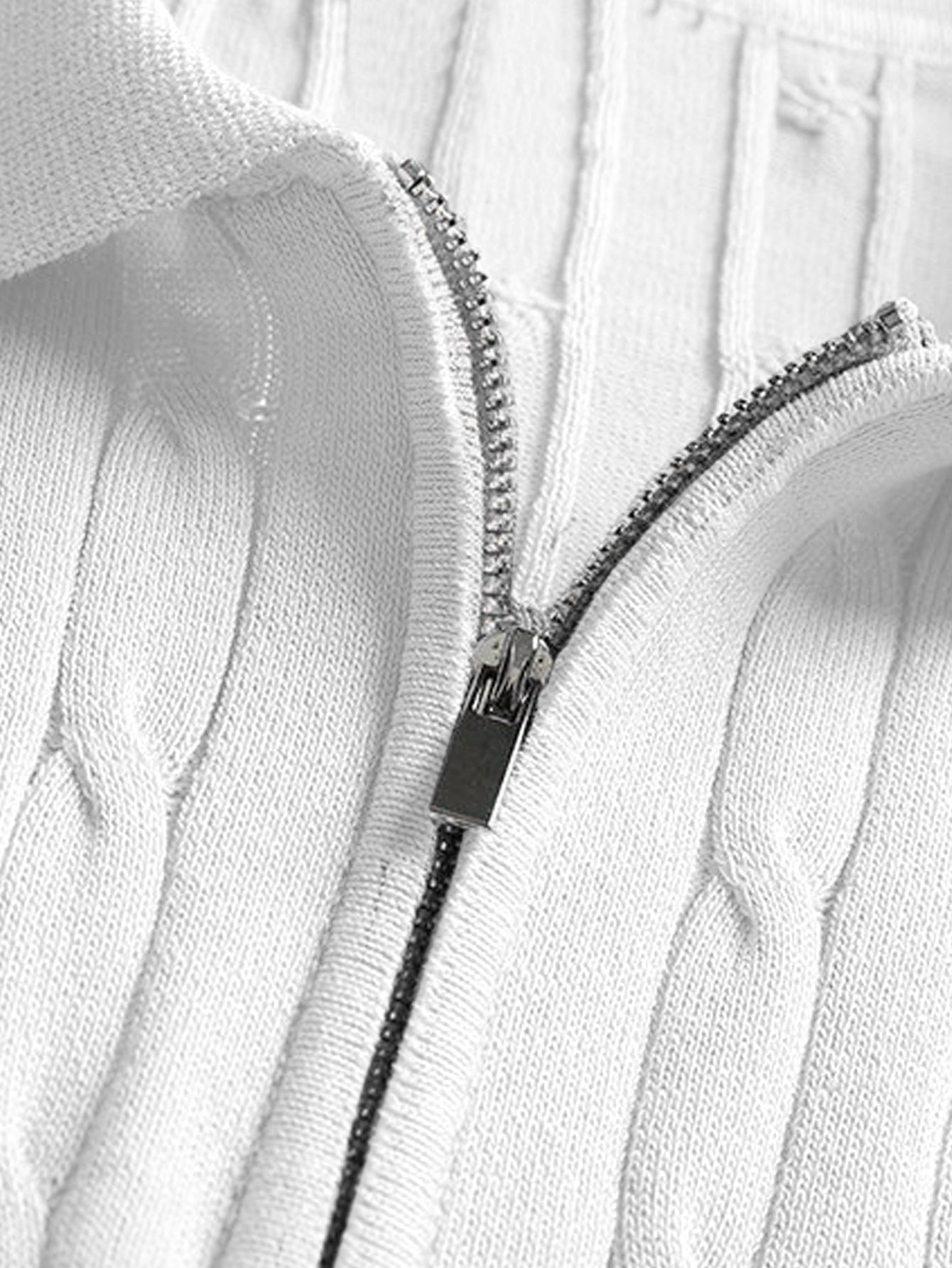 Twisted Jacquard Zipper Knit Polo & Slim Fit Tapered Trousers