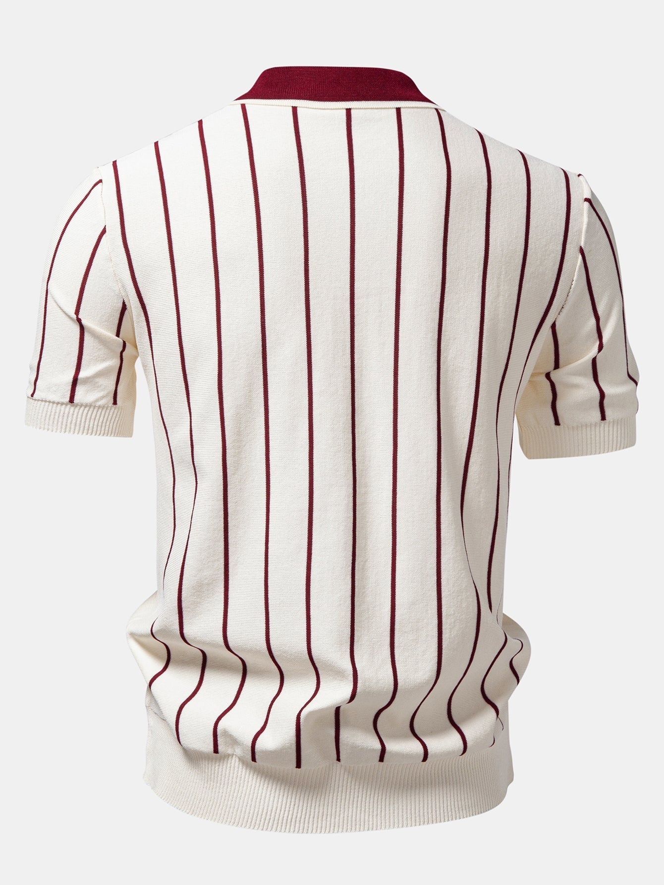 Stripe Button Up Knit Shirt & Slim Fit Tapered Trousers