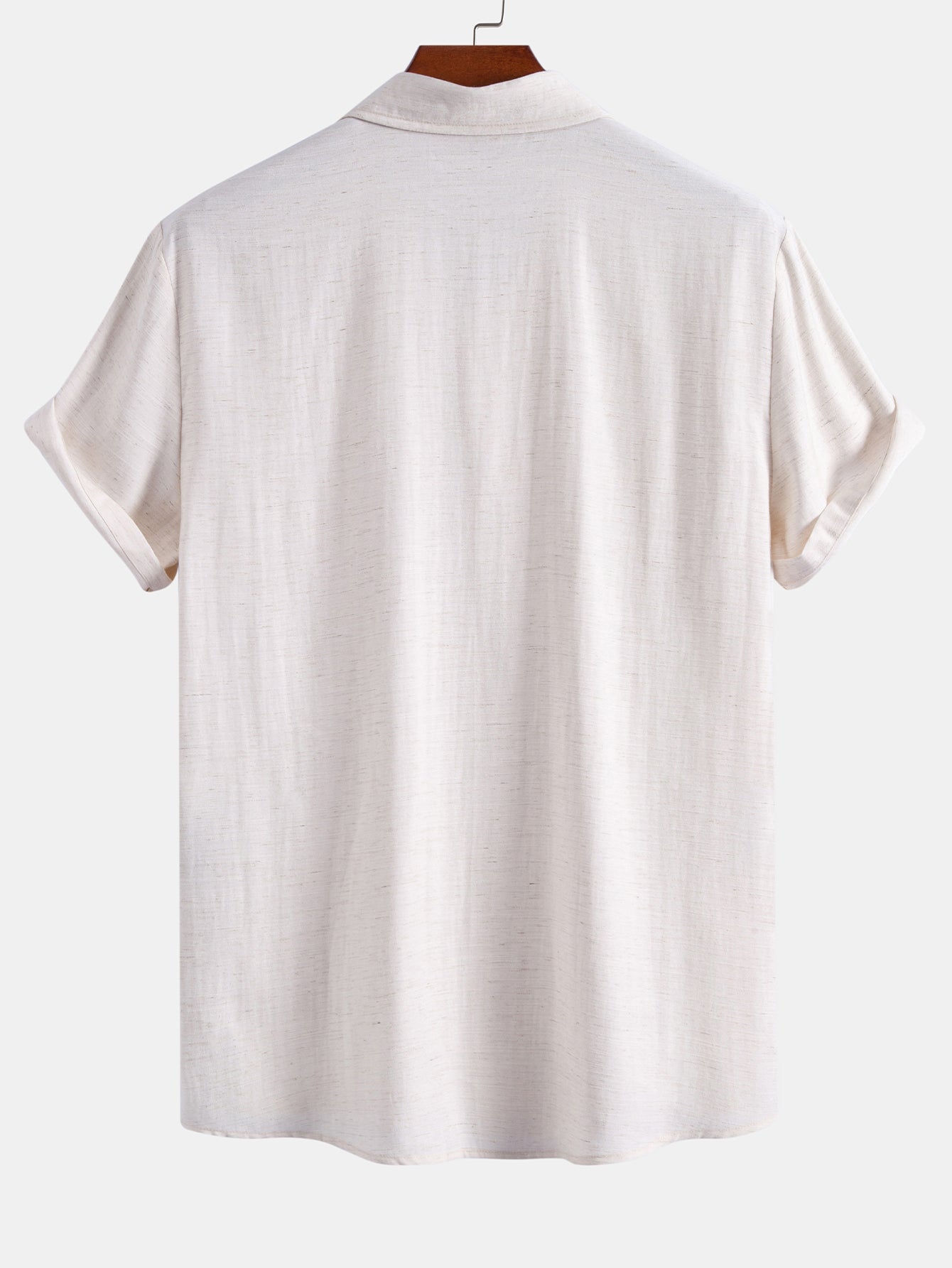 Linen Rayon Blend Button Up Shirt & Crinkle Textured Straight Leg Pants