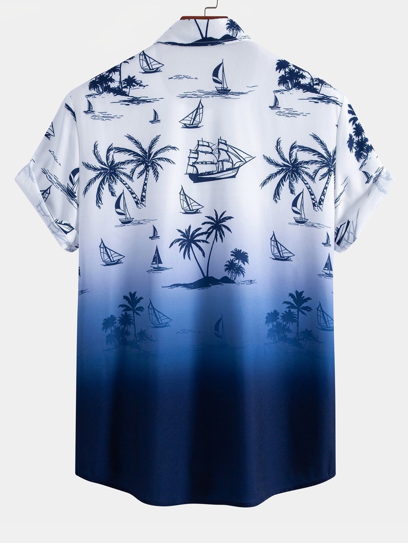 Gradient Island Palm Tree Print Shirt & Swim Shorts
