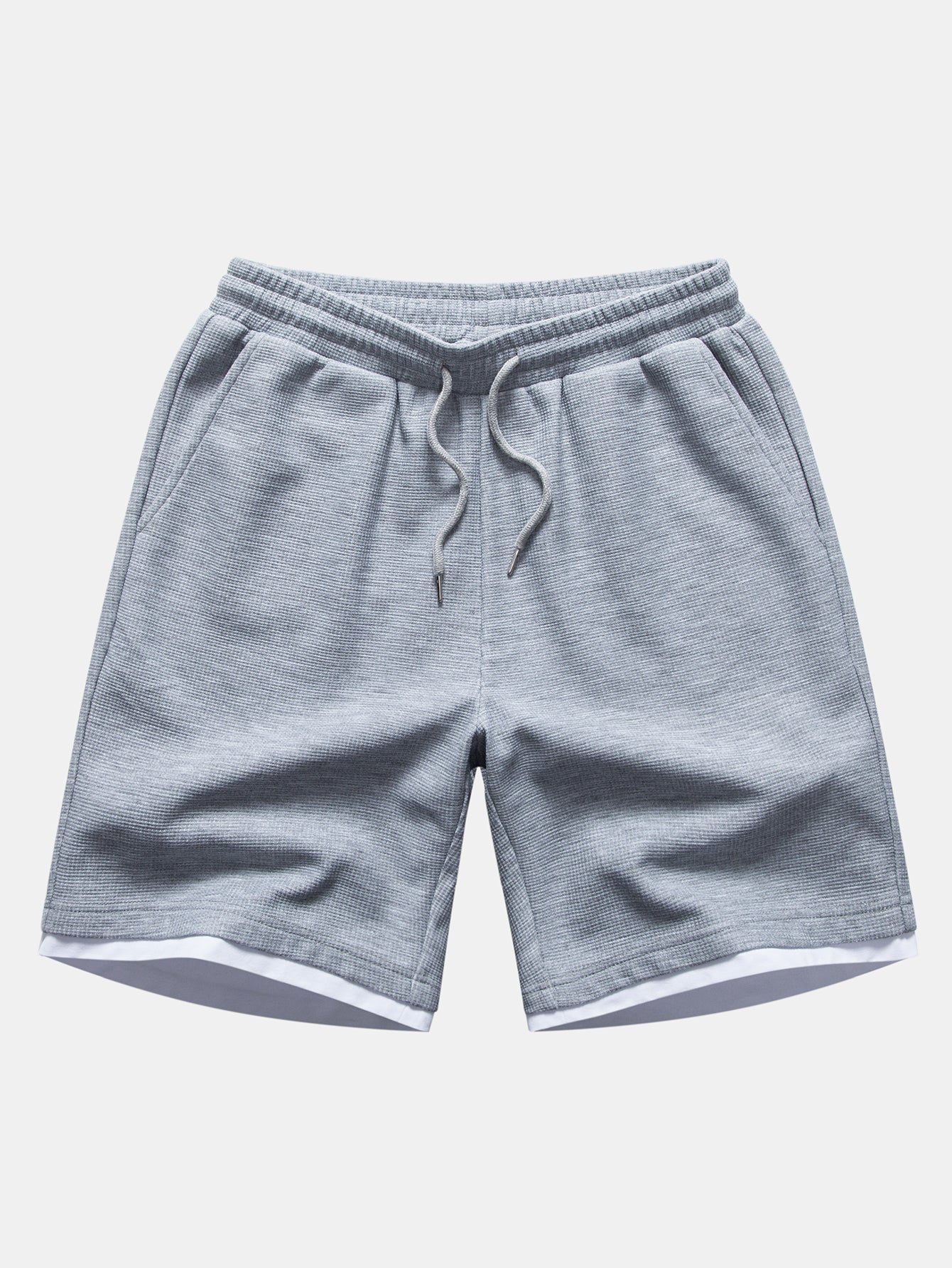 Relax Fit 2 In 1 Notched Collar Waffle T-Shirt & Waffle 7″‌ Shorts