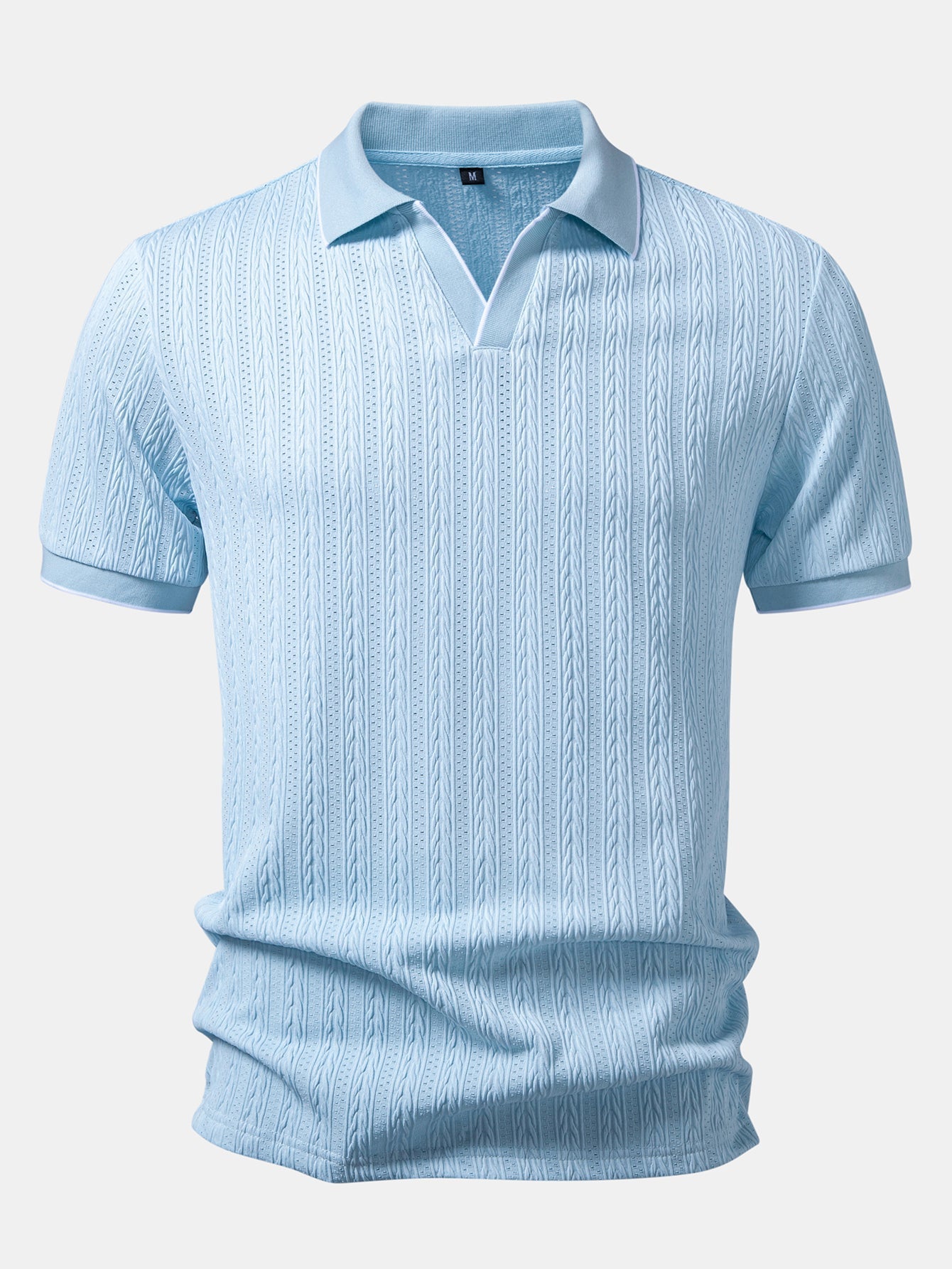Geometric Jacquard Johnny Collar Polo & Slim Fit Tapered Trousers