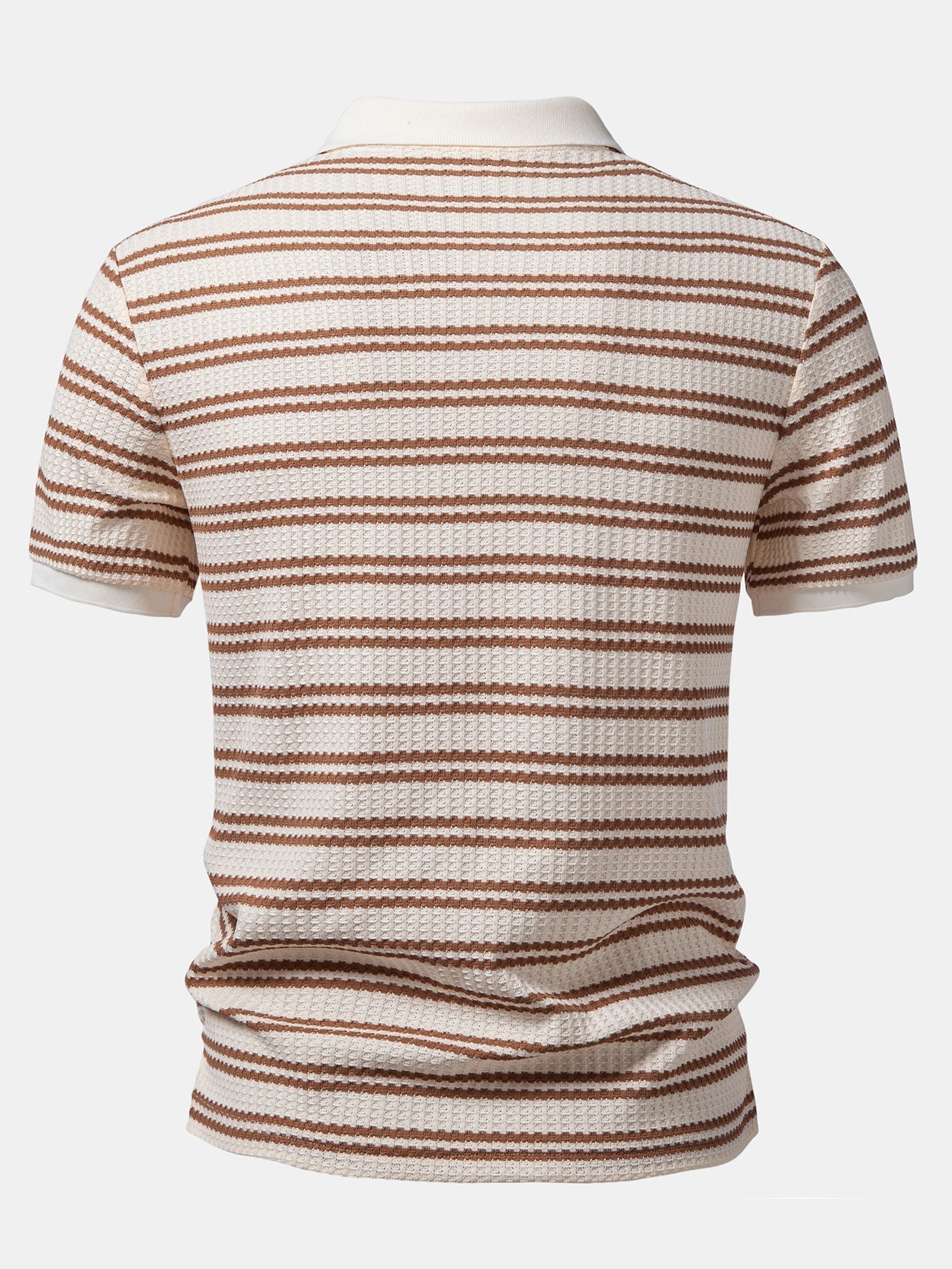 Stripe Waffle Johnny Collar Polo & Slim Fit Tapered Trousers