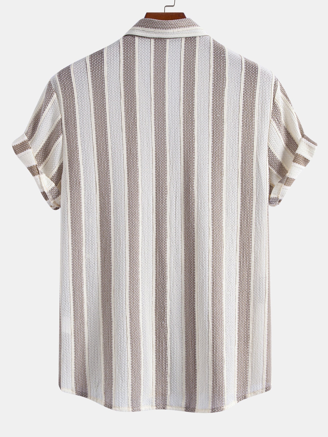 Textured Striped Button Up Shirt & Straight Leg Linen Pants