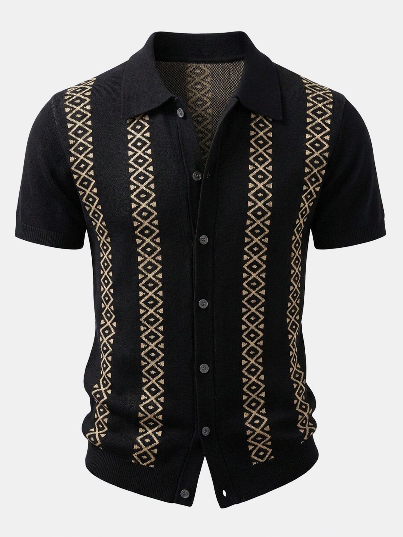 Geometric Knit Shirt & Slim Fit Tapered Trousers
