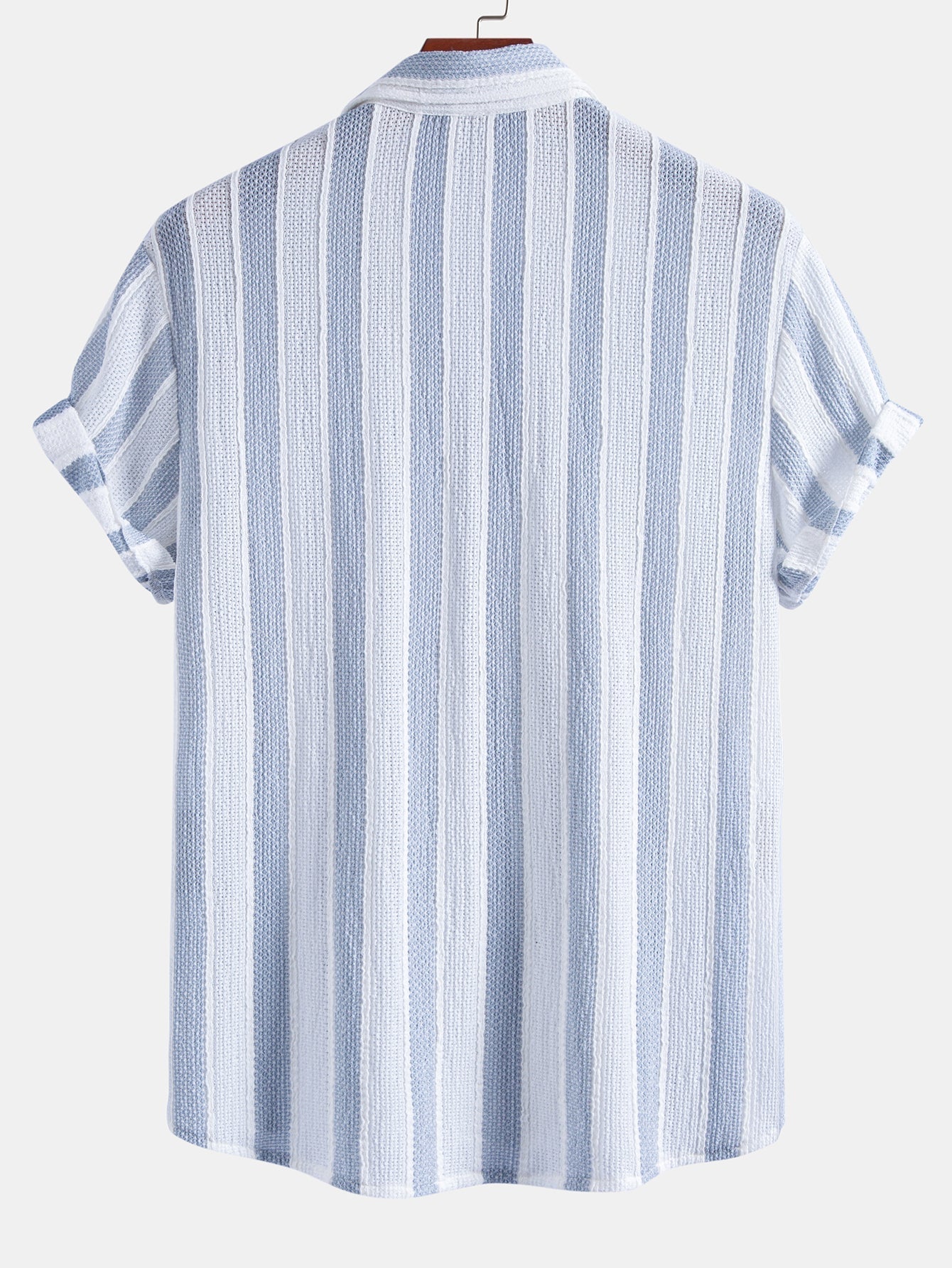 Textured Striped Button Up Shirt & Straight Leg Linen Pants
