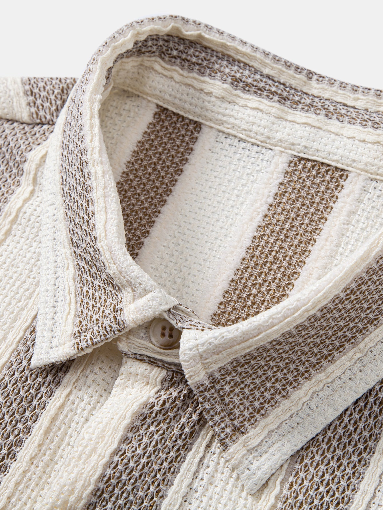 Textured Striped Button Up Shirt & Crinkle Textured Straight Leg Pants