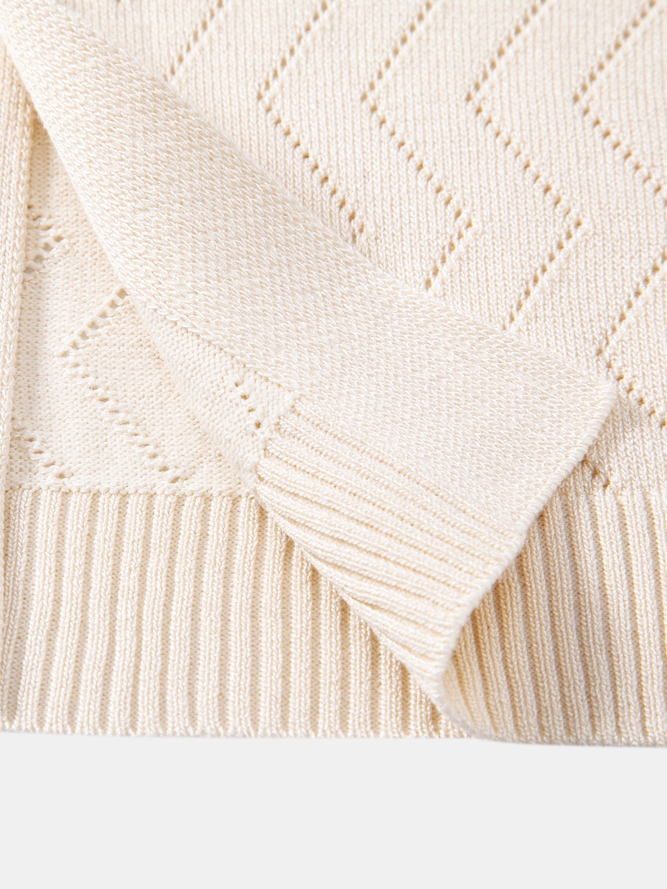 Zig Zag Open Knit Shirt & Straight Leg Linen Pants