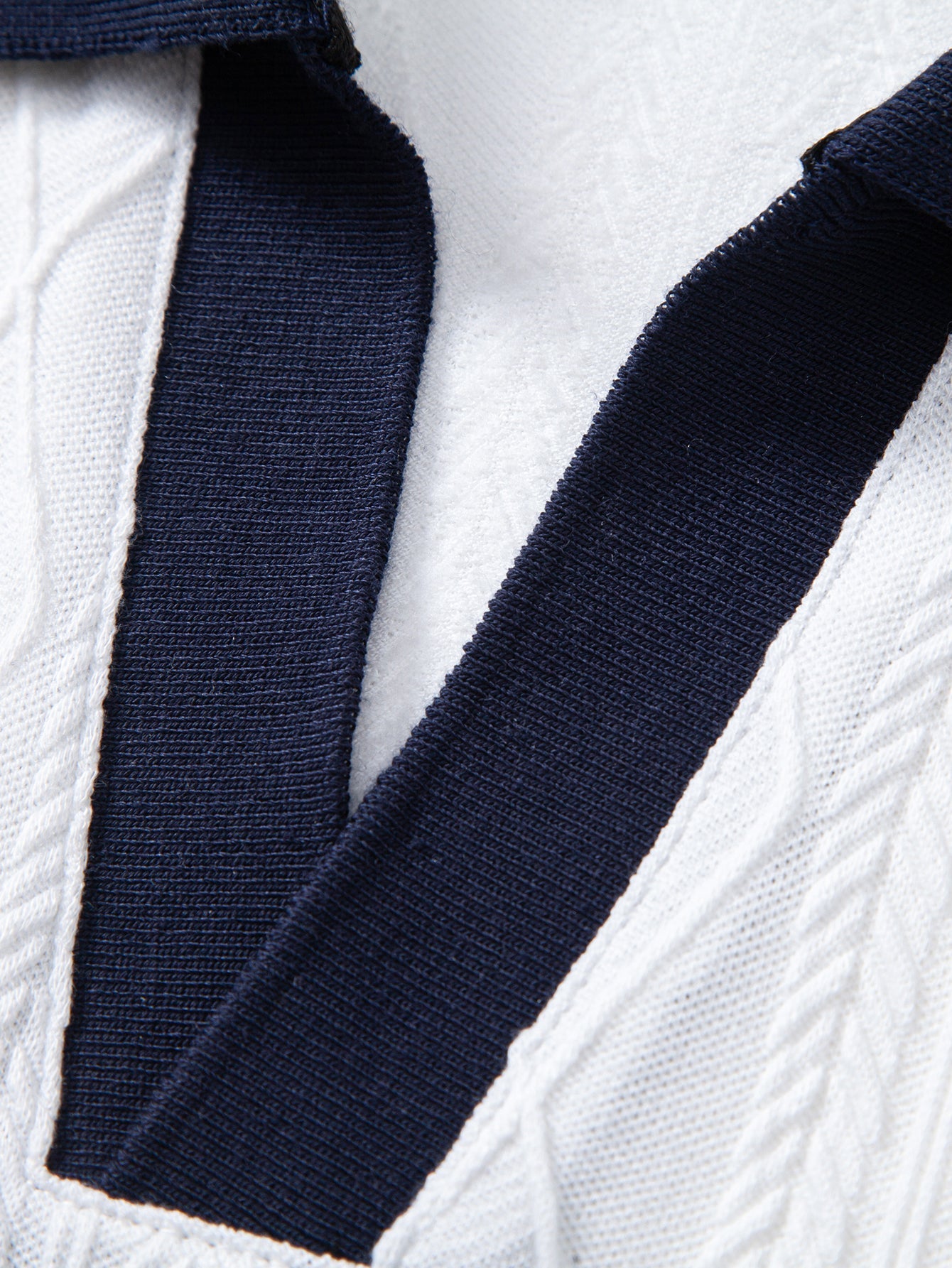 Contrast Geometry Jacquard Knit Polo & Straight Leg Ribbed Pants
