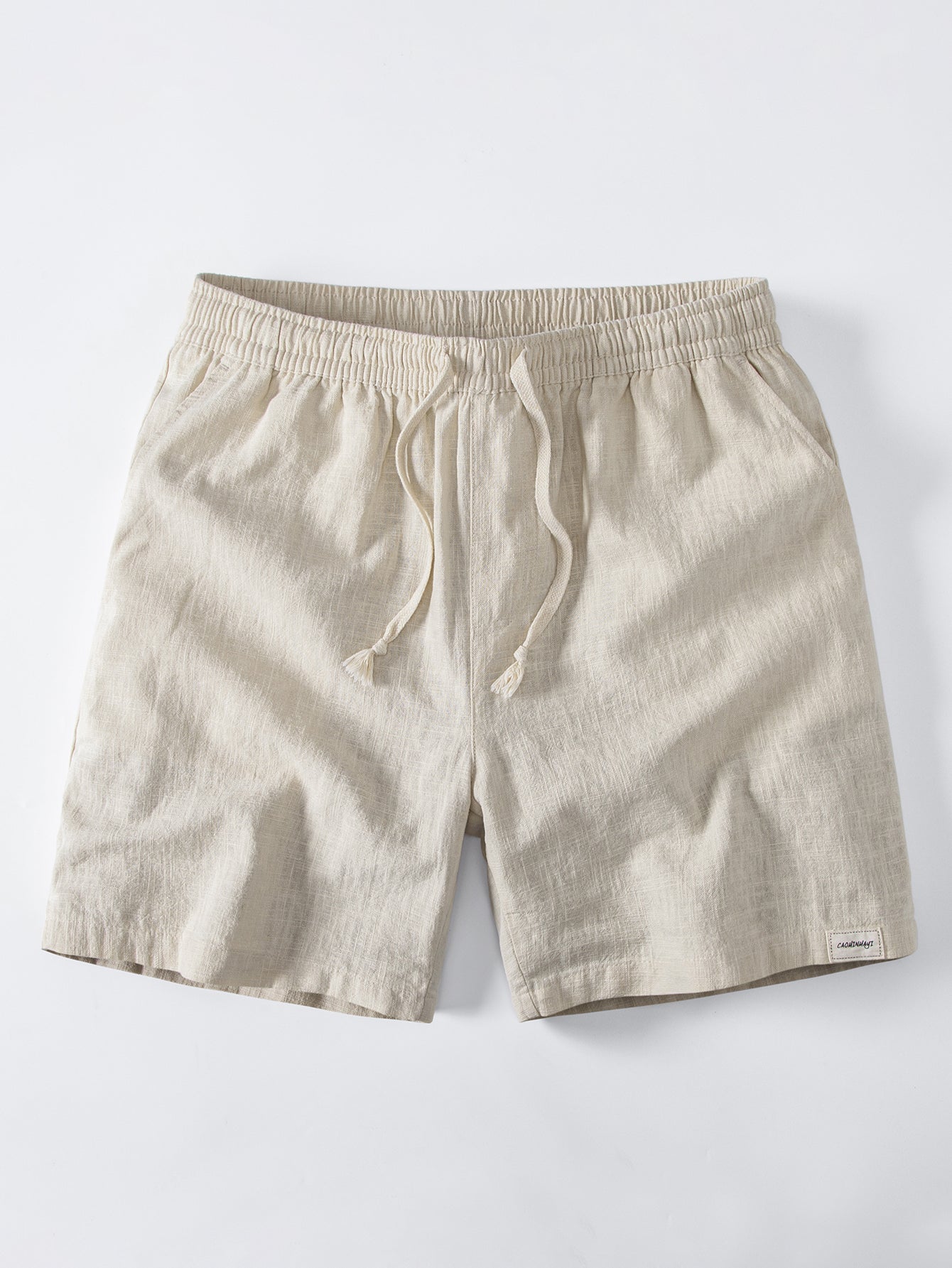 Linen Rayon Blend Button Up Shirt & Linen Blend Drawstring 7" Shorts
