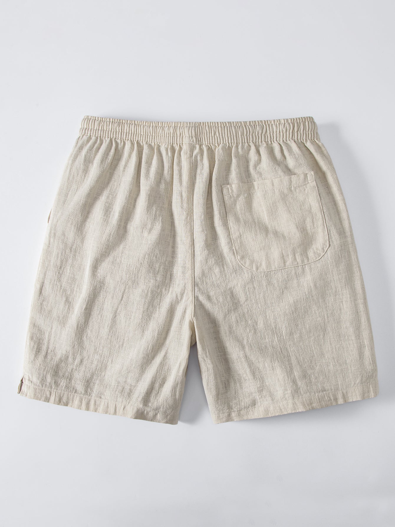 Linen Rayon Blend Button Up Shirt & Linen Blend Drawstring 7" Shorts