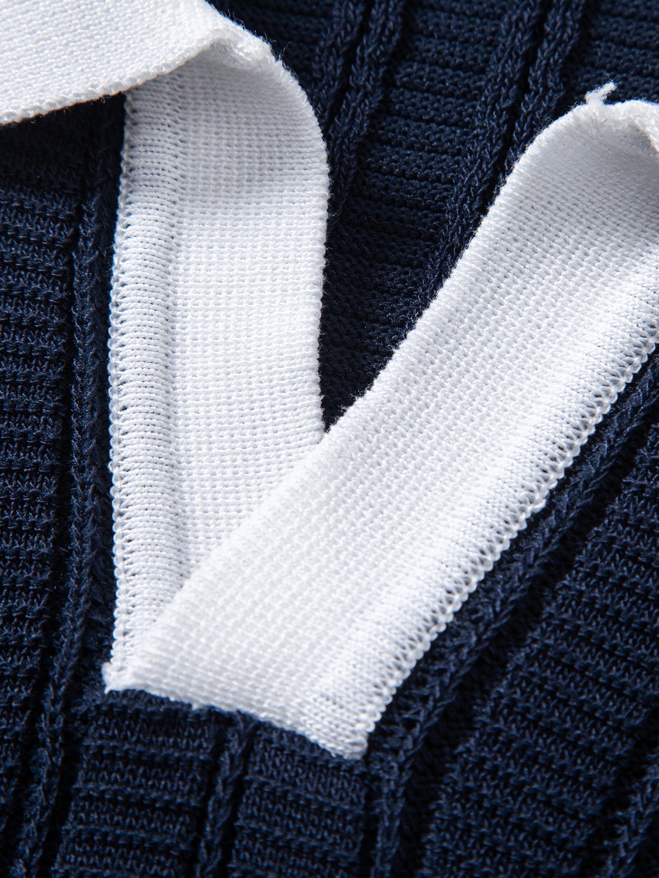 Contrast Textured Johnny Collar Knit Polo & Crinkle Textured Straight Leg Pants