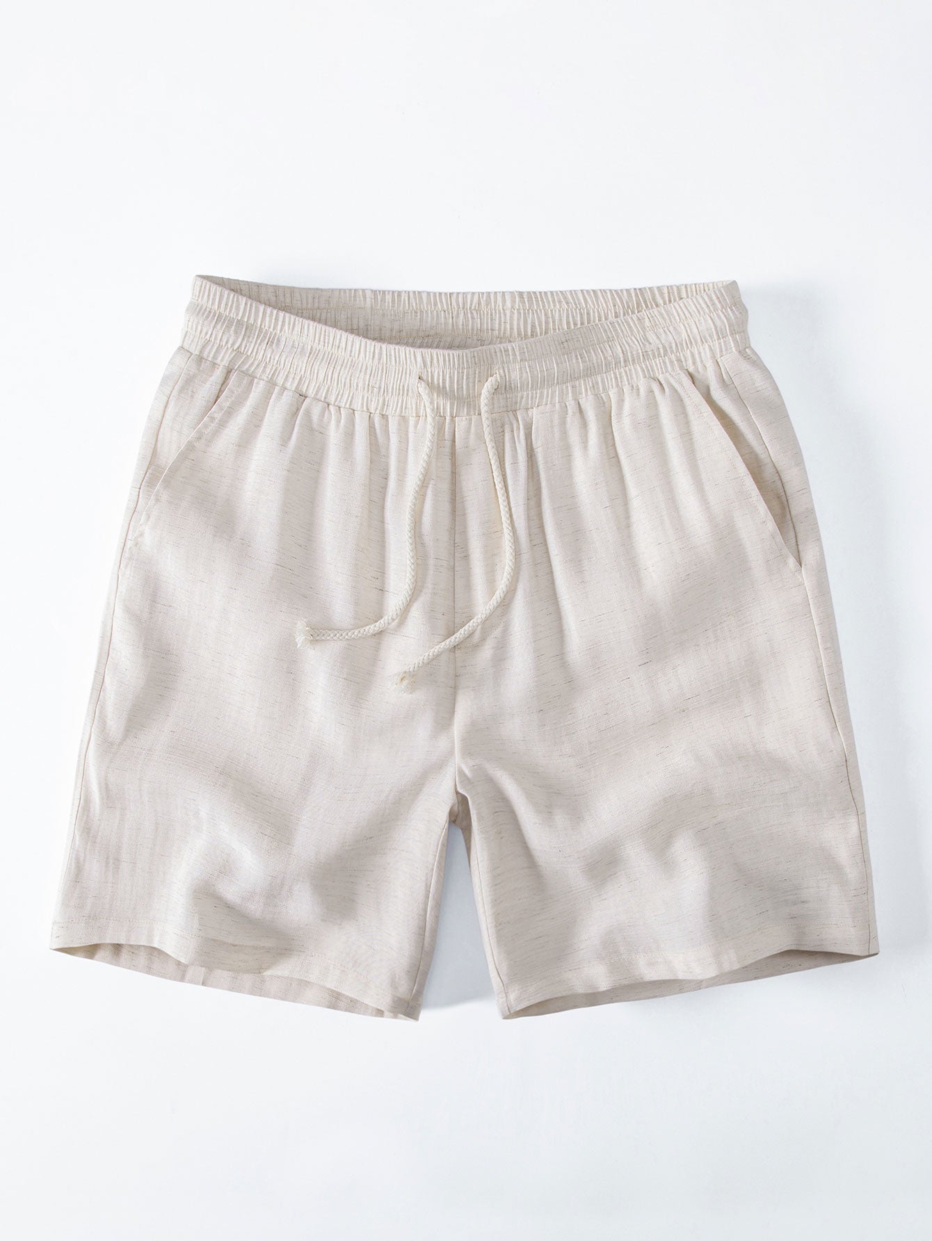 Linen Rayon Blend Button Up Shirt & Drawstring 7" Shorts