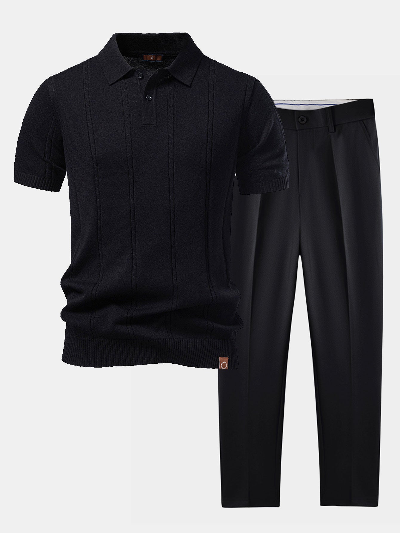 Twist Knit Polo & Slim Fit Tapered Trousers