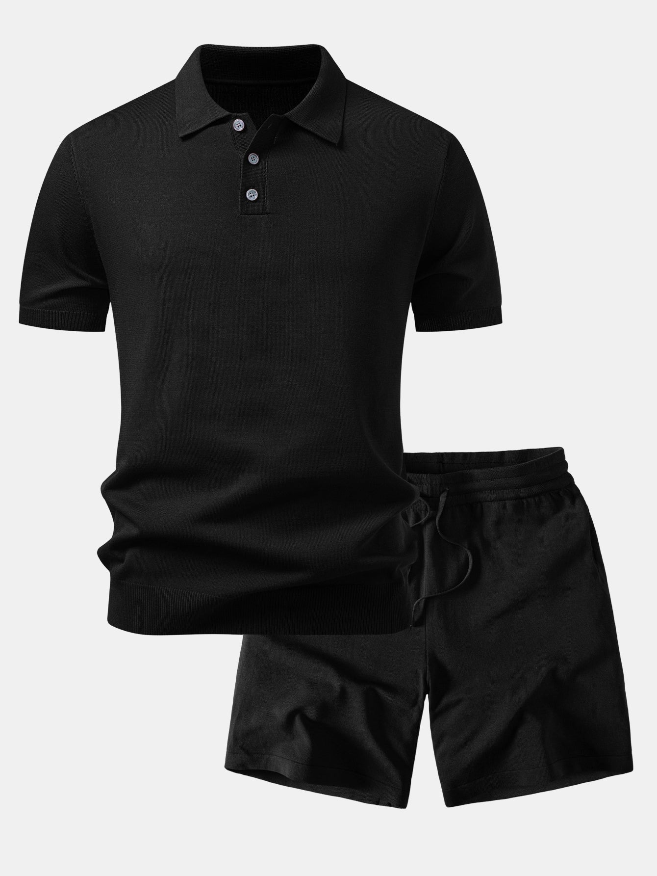 Basic Knit Polo & Knit Shorts