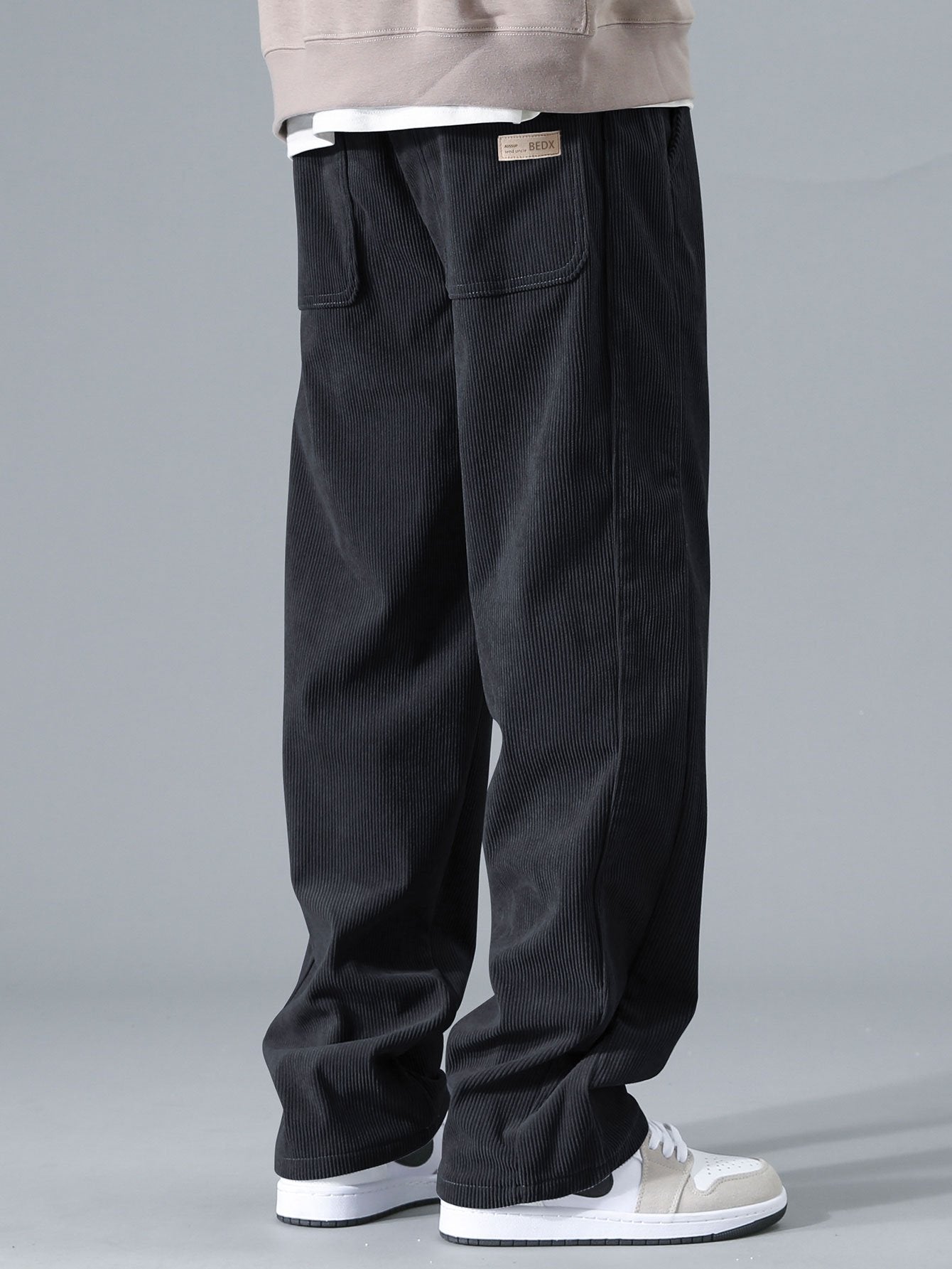 2 In 1 Crew Neck Stretch Corduroy Sweatshirt & Straight Leg Corduroy Pants
